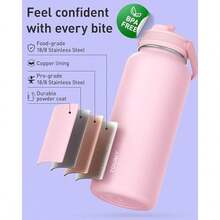 TOURIT 32 Oz Insulated Water Bottle, Stainless Steel Water Bottles With Straw, Double Wall Vacuum Metal For Cold And Hot Drinks, Leak Proof  Flask For Sports And Travel, Hot Pink - Màu hồng đậm - 32 ounce - Xem 2