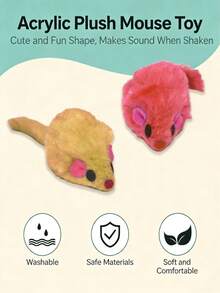 Soft Interactive Plush Mouse Cat Toy - Cute Acrylic Pet Toy For Kitten & Cat Entertainment - Multicolor - View 4