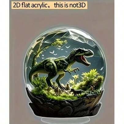2D Acrylic Dinosaur Figurine - Vibrant Colors, Easy Installation, Modern Home & Office Decor