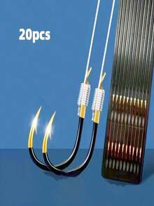 10 Sets/Board, 20pcs Freshwater Fishing Double Hooks, Suitable For 1-20 Lbs Fish - Multicolor - View 4