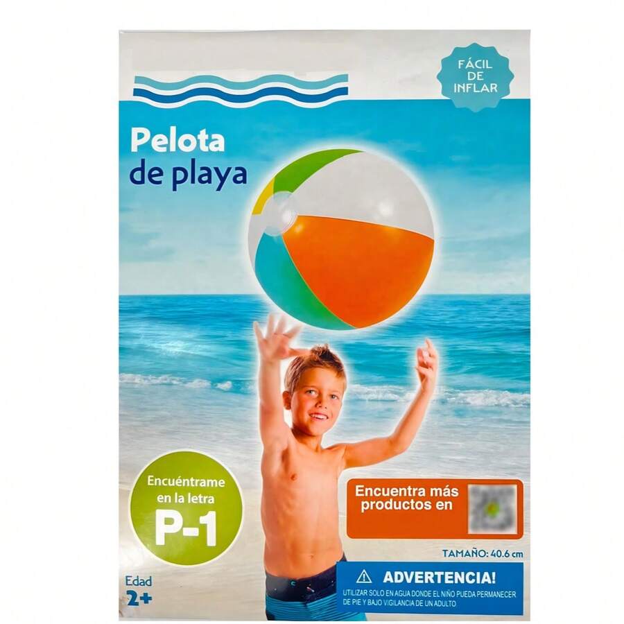 Pelota de Playa Inflable Bluescape | Fácil de Inflar | Para Niños 2+ | Piscina y Playa - Multicolor - Ver 1