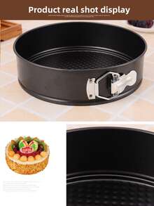 心形、方形、圆形弹簧蛋糕模具，碳钢不粘可拆卸底烘焙蛋糕模具，烤箱烘焙配件，烘焙工具，厨房小工具，厨具 - 黑色 - 查看 6