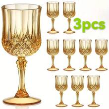 1/3pcs 8oz Gold Patterned Champagne Flutes, Durable Unbreakable Reusable Stemware, Suitable For Events, Parties, Restaurants, Weddings, Anniversaries, Holidays - Multicolor - View 7