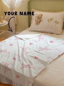1pc Customizable Text Family Blanket, Bow Pattern, Memorial Blanket. Suitable As A Girl, Boy, Adult, Valentine's Day, Lightweight, Baby Blanket, Personalized Throw Blanket, Personalized Photo Blanket, Personalized Infant Blanket - Multicolor - View 16