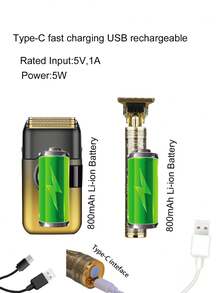 Kemei 时尚电动剃须刀 T389 和胡须修剪器 T9,男士日常电动理发器,男士生日礼物,男友礼物,光头剃须刀,零间隙雕刻 T 型刀片造型理发器 - 金色 - 查看 4