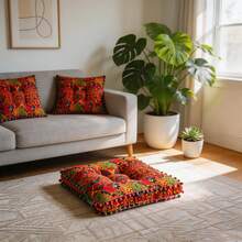 2 件装波西米亚风加厚落地垫，复古摩洛哥榻榻米风格，多功能软垫，适用于客厅、卧室、飘窗等场所，节日礼物/椅垫/座椅垫/办公椅垫 - 方42x42cm - 查看 6