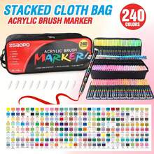 1支装 366/320/288/240/168/120/72/60/48/36/24/12色丙烯马克笔，不透明防水可混色毛笔头，适用于木材、画布、石头、岩石绘画、玻璃、陶瓷、DIY工艺品、美术用品、学生绘画 - 丙烯馬克筆 - 查看 14