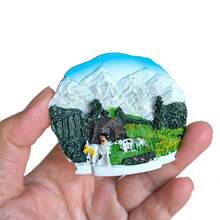 6.5cm (Approx. 2.56 Inches) 3D Resin Magnetic Fridge Magnet, Snowy Mountain Ranch Landscape, Travel Souvenir Decor - one-size - View 5