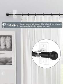 6pcs Non Drilling Curtain Rod Bracket, Self-Adhesive Rod Bracket, Multifunctional Nail Free Rod Hook, Used For Screw Installation On Textured Surfaces, Tenant's Curtain Rod Hanger, Suitable For Bedrooms, Bathrooms, Living Rooms, And Apartments,Dorm Room - Multicolor - View 4