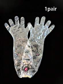 1 Pair/5 Pairs Cartoon Print Long Gloves, Extra Long Thick Long Sleeve Gloves, Cute Puppy Pattern Long Sleeve Gloves, Essential Kitchen Gloves - Puppy Pattern - View 6