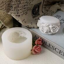 1个玫瑰花和马卡龙造型硅胶蜡烛模具 DIY - 白色 - 查看 3