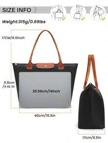 NEWHEY Women's Nylon Top Handle Foldable Shoulder Tote Bag, Casual Weekend Handbag - Multicolor - View 3