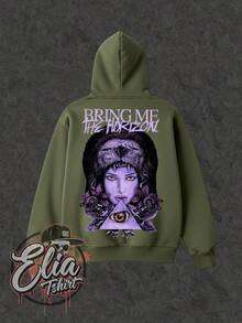 Comfortable Basic Sweatshirt For Everyday Wear. Bring Me The Horizon Music Singer Famous International National Urban Culture Rock Metal Rock N Roll Famous Band Singer Unisex Sweatshirt For Men And Women 50% Cotton 50% Polyester Top Premium Streetwear New Release Immediate Shipping Various Colors!! - 軍綠色 - 查看 1