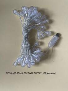 1个3/6/10米/20/40/80颗LED泡泡球灯，USB供电，适用于卧室、客厅、派对、婚礼、家居、节日派对用品、派对装饰、节日装饰 - USB氣泡圓球 - 查看 9