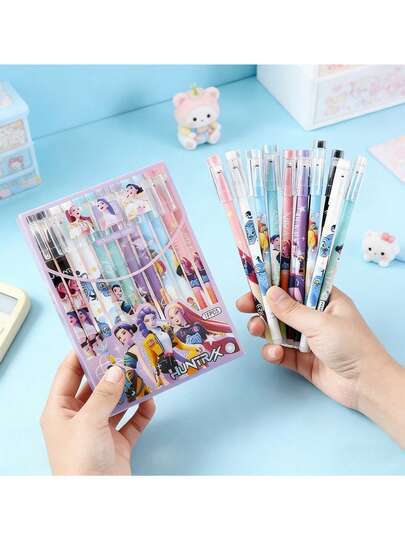 Hasbro 12/24/36/48pcs K-POP Girl Group Theme Erasable Neutral Pens, Durable For Students And Office Writing