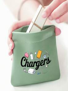 Multi-Color Charger/Data Cable Organizer Pouch, Light Green/Random Print Pattern, Suitable For Data Cables, USB Drives, Power Banks, Phones, Etc., For Office And Travel Use - Multicolor - View 6
