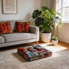 2 件装波西米亚风加厚落地垫，复古摩洛哥榻榻米风格，多功能软垫，适用于客厅、卧室、飘窗等场所，节日礼物/椅垫/座椅垫/办公椅垫 - 方42x42cm - 查看 7