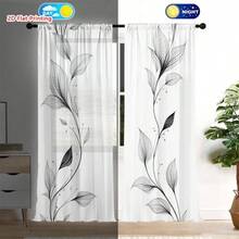 Bộ 2 rèm cửa trang trí nghệ thuật hiện đại họa tiết hoa mùa xuân, rèm cản sáng một phần và rèm xuyên sáng một phần cho phòng khách, phòng ngủ, trang trí nhà cửa. - Nhiều màu - Xem 6