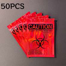 10/20/50/100个装全息可重复密封铝箔袋，防异味拉链包装袋，带图案印刷，适用于小件物品 - 紅色 - 查看 13