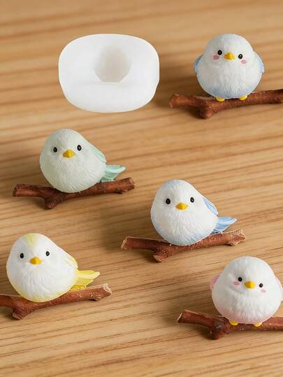 3D Cute Sparrow Silicone Mold DIY Aromatherapy Candle Mold Car Air Outlet Decorative Ornament Mold Little Fat Jiu Bird Gypsum Resin Soap Cement Casting Mold Plaster Crafts Mold