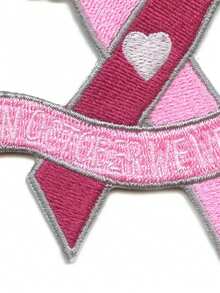 1PC In October We Wear Pink Patch Breast Cancer Ribbon Embroidered Iron On - Multicolor - View 7