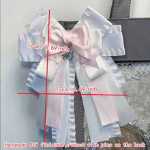 1件法式浪漫装饰胸针蝴蝶结吊坠，7种颜色可选，多层丝带手工DIY成品，适合动漫迷、偶像粉丝、御宅族、洛丽塔时尚爱好者、卡通、动漫、游戏角色扮演配饰、背包、包包装饰。 - A - 查看 9