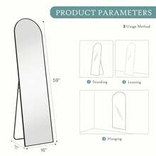 59"X16" High-Quality Arched Full Length Mirror, Aluminum Alloy Frame Ensures Stability, Standing Design For Bedroom, Gold - vòm vàng - Xem 6