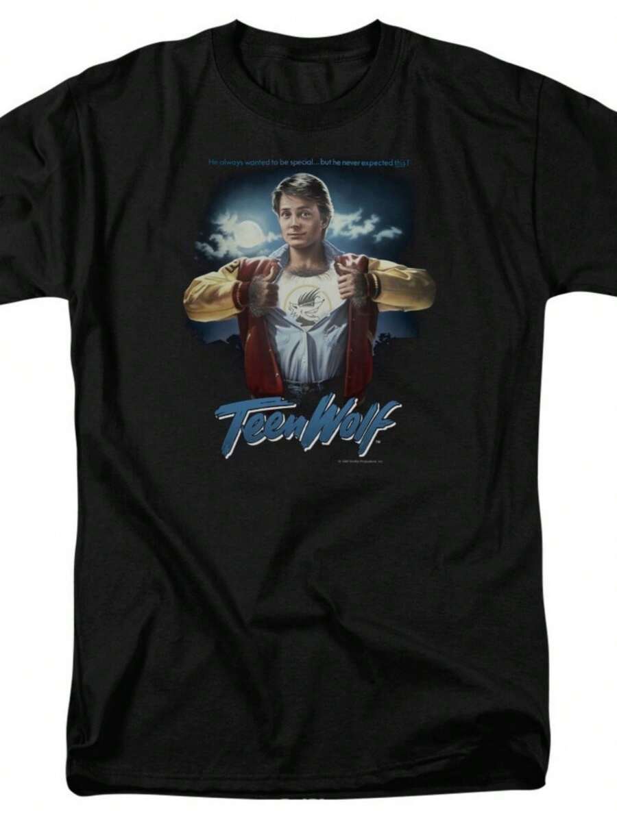 Teen Wolf Poster T Shirt Mens Licensed Movie Tee Scott Howard - Black - View 1