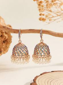 1 Đôi bông tai sang trọng, kiểu dáng thanh lịch, đính pha lê, hình chuông và tua rua dễ thương, thích hợp cho phụ nữ và bé gái đeo hàng ngày, dự lễ hội, đám cưới và tiệc tùng/làm quà tặng trang sức. - nhiều màu - Xem 4