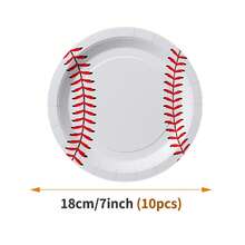 55/25/10pcs Baseball Theme Disposable Plates Napkins Cups, Disposable Party Supplies Set, Suitable For 10 Guests, Disposable Paper Plates Party Tableware Suitable For Birthday Wedding Theme Party Family Picnic - Style 3 - View 7