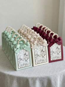 10pcs Elegant Vintage French-Style Paper Gift Boxes Featuring Birds And Flowers, With Ribbon Handles-Perfect For Weddings, Bridal Showers, Birthdays, Bridal Gifts, And Bridal Shower Decorations - Multicolor - View 1
