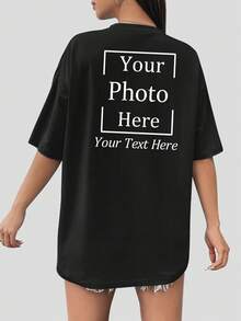 Áo nữ thiết kế theo yêu cầu - Áo cổ chữ V tùy chỉnh, thêm ảnh, họa tiết, hình in quảng cáo, khẩu hiệu, tên, số may mắn, ngày gặp mặt, ngày kỷ niệm, tự thiết kế áo hoodie/áo đồng phục nhóm in hình cá nhân hóa cho các buổi tiệc cùng bạn bè. - màu đen - Xem 3