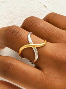 1 件 18K 镀金不锈钢可调节开口戒指，泪珠拼色设计，优雅珠宝礼物，波西米亚风格 - 水滴 - 查看 8
