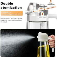 1个玻璃喷油瓶，食用油喷雾器，创意喷油瓶，适用于沙拉、烧烤、烹饪、烘焙、露营、野餐，470毫升喷雾瓶，可喷洒或倾倒，二合一设计 - A - 查看 2