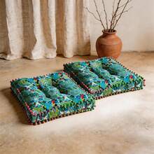 2 件装波西米亚风加厚落地垫，复古摩洛哥榻榻米风格，多功能软垫，适用于客厅、卧室、飘窗等场所，节日礼物/椅垫/座椅垫/办公椅垫 - 方42x42cm - 查看 4