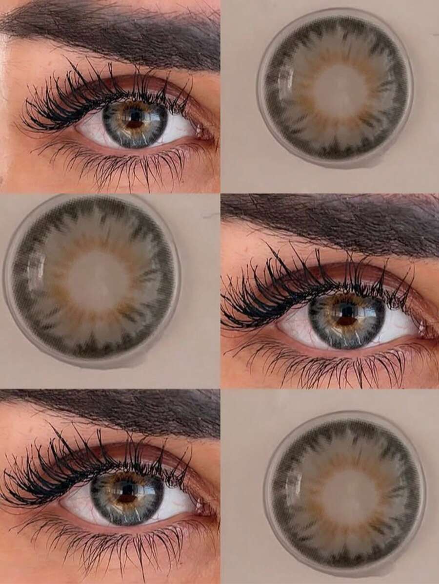 1副自然色软性隐形眼镜，年抛型，直径14.5mm，适合约会或日常佩戴，舒适自然的美容隐形眼镜 - 橄欖綠 - 查看 1