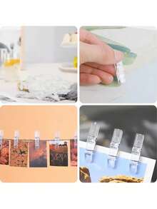 20/50/100pcs Mini Transparent Plastic Clips, Spring Clips, Towel/Photo Clips, Clothing Clips, DIY Photo Wall Home Decor - Transparent - View 7