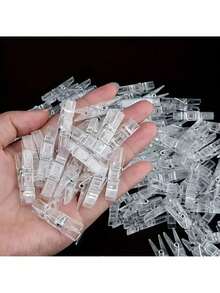 20/50/100pcs Mini Transparent Plastic Clips, Spring Clips, Towel/Photo Clips, Clothing Clips, DIY Photo Wall Home Decor - Transparent - View 6