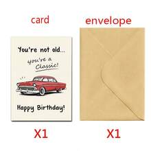 1pc Funny Birthday Card Husband With Envelope, You're Not Old, You're A Classic Vintage Men's Birthday Card, Grandpa Birthday Card| Boyfriend| Grandfather, Birthday Boyfriend| Friend| Husband, Men's Decoration - 1個 - 查看 3