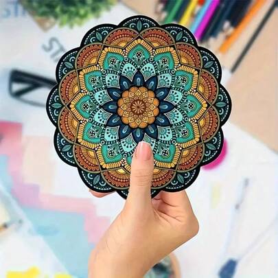 6pcs Mandala Coasters, Vintage Bohemian Irregular Mandala Coaster Set, Wooden Coasters, Essential For Festivals And Gatherings, Suitable For Home Decor, Dining Table, Kitchen, Mother's Day, Wedding Party, Bar, Office, And Gifts For Female Friends
