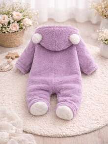 Plush  With Hood - Teddy Bear Design - Infant Girl 0 To 2 Years - 紫丁香色 - 查看 3