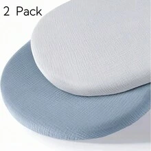 2件套婴儿床单，男女宝宝通用，柔软透气，适用于椭圆形摇篮、摩西篮、长方形床垫。 - 彩色 - 查看 19