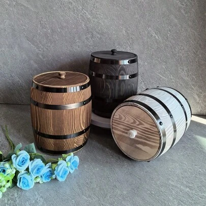 1pc Vintage Farmhouse Style Kitchen Decor Storage Jar, Multi-Function Kitchen Organizer Rack, Essential Wooden Kitchen Utensil Holder For Storing Spoons, Cooking Tools, Faux Flowers, Brush Caddy