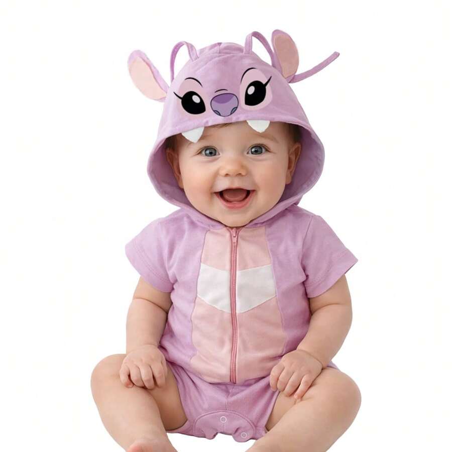 Pañalero con gorro estampado para Bebé - Rosa - Ver 1