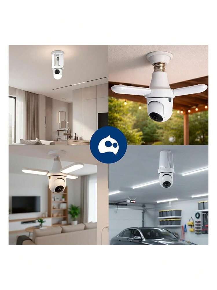 Cámara de Vigilancia con Luz Integrada Tipo Foco, Detección de Movimiento con Sirena, Visión en Tiempo Real, Compatible con Micro SD y Nube. Bluelander - Blanco - Añade 7
