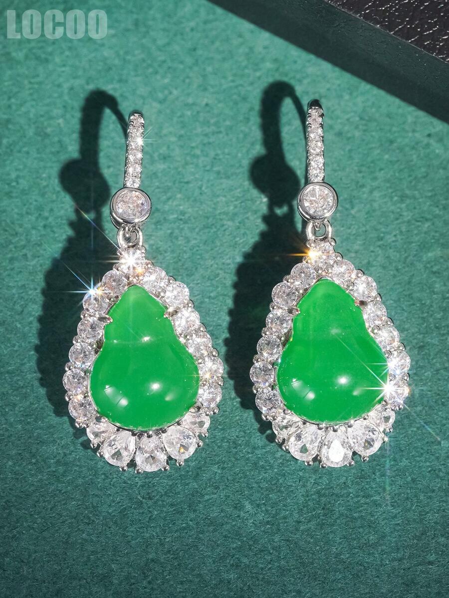 1 Pair Charm Cubic Zirconia Drop Earring For Women For Wedding Engagement Anniversary Party Jewelry Valentine's Day Gift - 1# - View 1