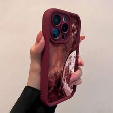 Pintura de cielo rojo, flores, luna y nubes. Esta elegante funda es compatible con Samsung, Apple, VIVO, OPPO, , Transsion, ,  y Honor. Fabricada en silicona TPU, ofrece protección contra golpes y caídas, además de una sensación superior. Es un regalo ideal para familiares, amigos y seres queridos, y una opción perfecta para San Valentín y Año Nuevo. - Burdeos - Ver 4