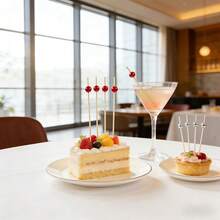 红珍珠竹签，竹制水果蛋糕签，开胃菜签，鸡尾酒签，适用于婚礼、生日、派对、毕业典礼、周年纪念日、晚宴、学校活动、圣诞节、万圣节、感恩节、新年等场合，厨房必备用具 - 紅色 - 查看 2