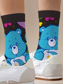 1 Paar personalisierte Damen Socken mit Care Bears, 360 Grad Digitaldruck mit interessanten Motiven wie Cheer Bär, Wish Bär, Herz Bär, Angel Bär, Grumpy Bär, modisch und minimalistisch, geeignet für den täglichen Gebrauch und als Geschenk zur Graduierung/zum Geburtstag - Verschiedenfarbig - Übersicht 2