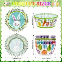 100pcs Standard Easter Cupcake Liners, Printed With Easter Eggs, Rabbits, Carrots Patterns, Colorful Cupcake Wrappers, Suitable For Holiday Spring Birthday Party Baking Supplies - Multicolor - View 4
